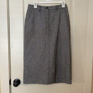 LL Bean Herringbone Pencil Skirt Black Lined Size 4 Petite EUC